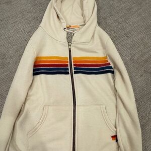 Aviator Nation Cream Zip Up Hoodie 5 Striped